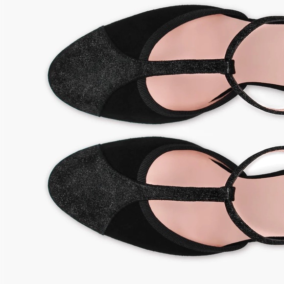 Repetto Salomes Lambskin Leather Black Carbon T-Strap Heels Ballroom 38.5 - Picture 2 of 14